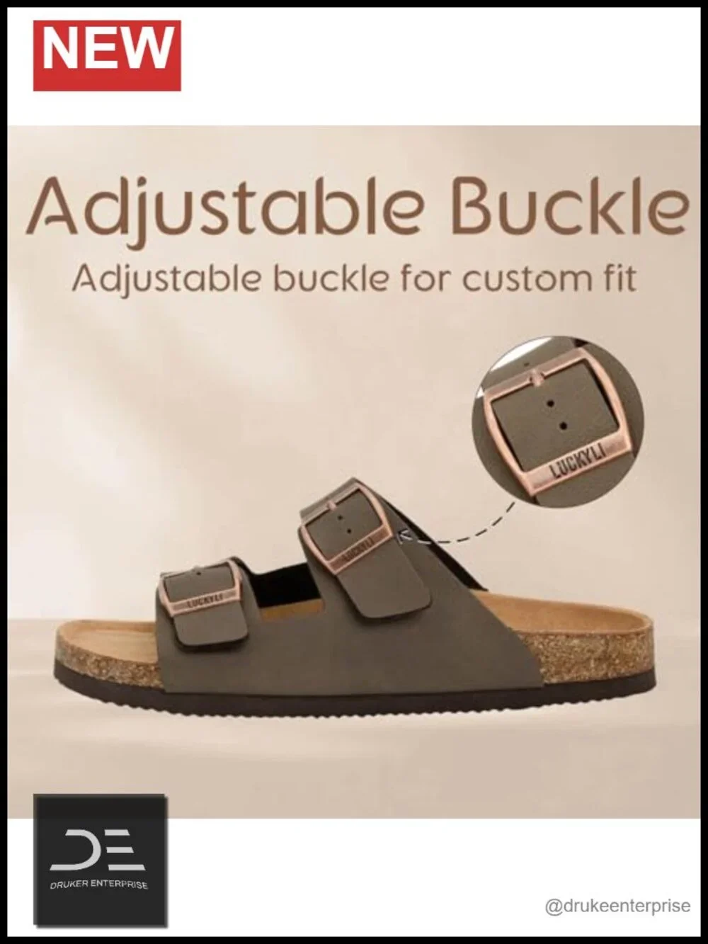 Kids Cork Footbed Slide Sandals with Memory Foam Adjustable Straps